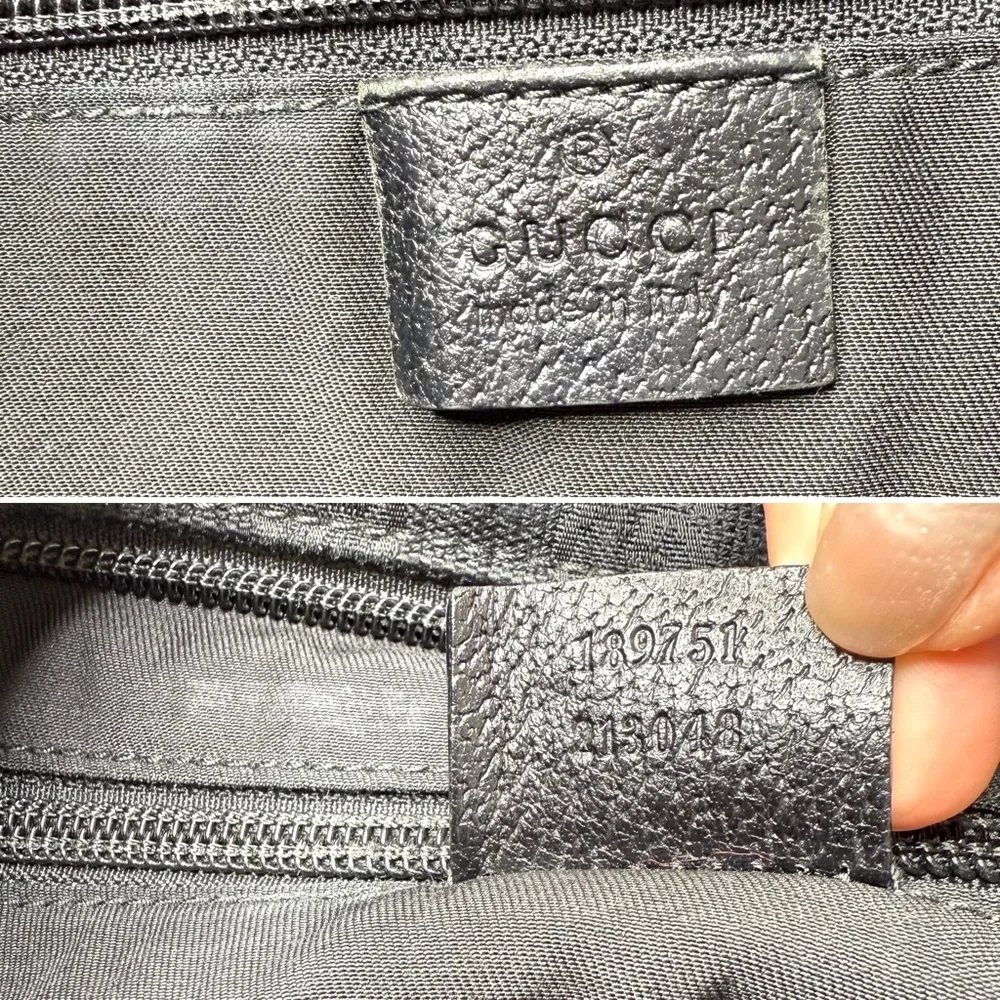 Gucci authentic black monogram canvas crossbody Messanger bag red green ribbon